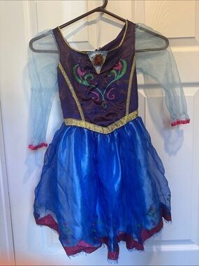 Frozen 1 Anna' Blue & Purple Princess Costume Dress with Gold Trim